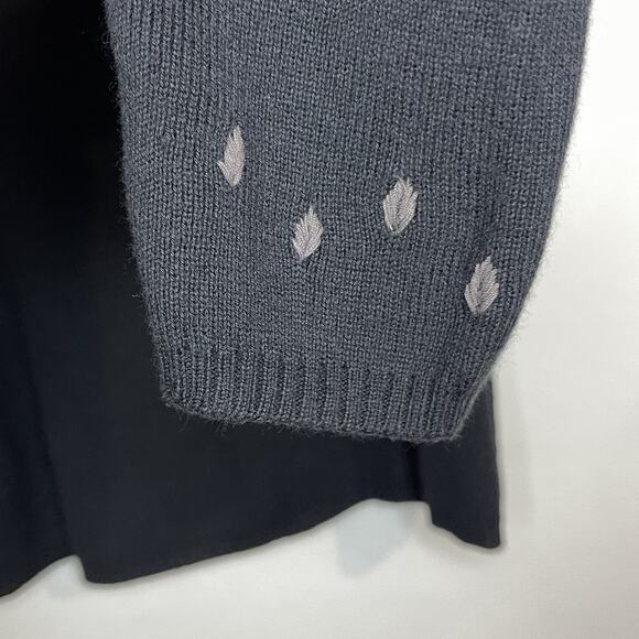 Vintage Worthington Cardigan Black Embroidered Sweater Floral Leaf Women Small - Picture 5 of 7